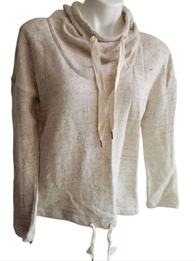 Lou & Grey Light Grey Textured Size Medium Hoodie Drawstrings Top And Bottom NWT
